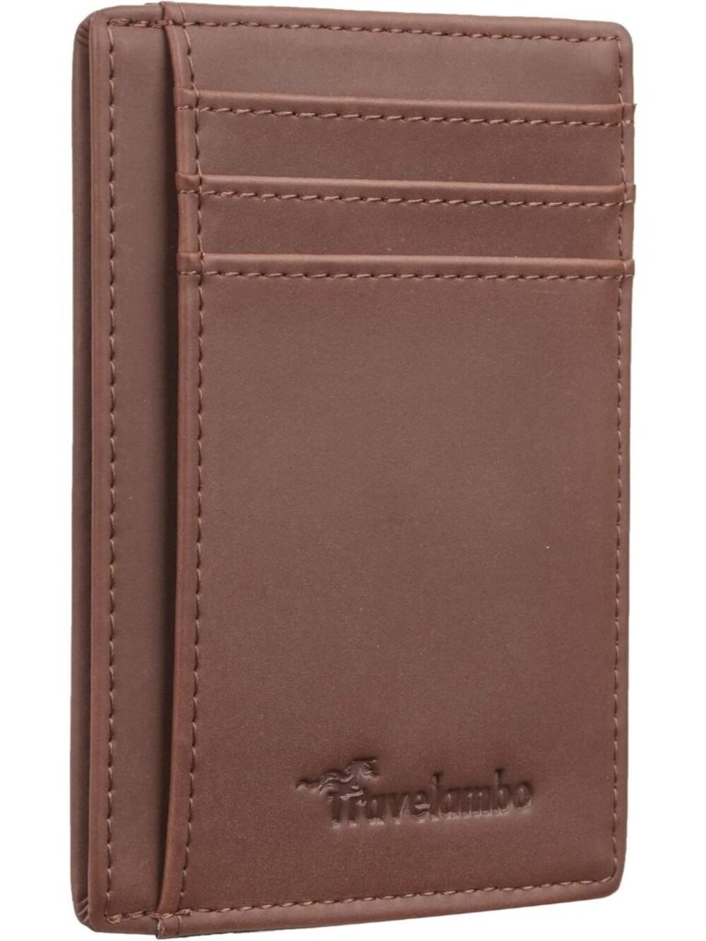 Men's Brown Slim Wallet Front Pocket Minimalist Leather RFID Blocking